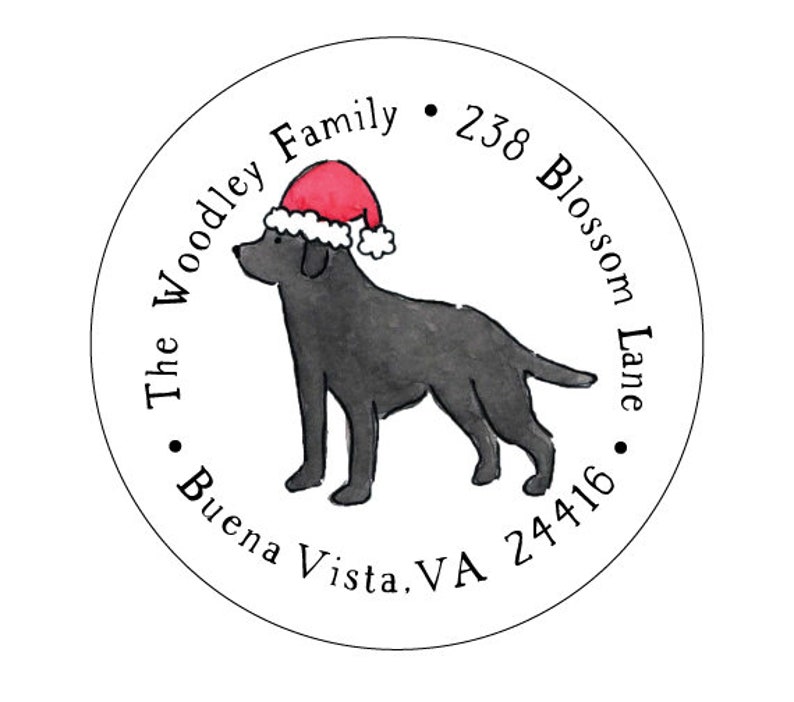 Black Labrador Santa Address Labels set of 30 image 1