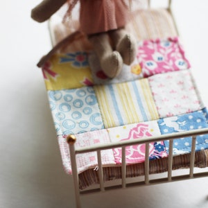 1930s Dollhouse Quilt Small, 1:12 scale, maileg mice furniture, modern dollhouse, dollhouse bedding image 2