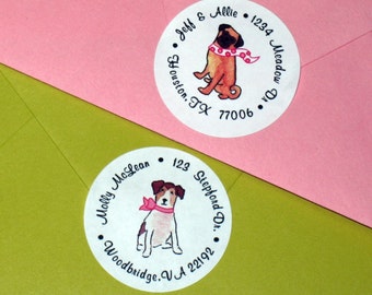 Personliga returadressetiketter för att klä din hund (set om 30)