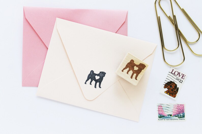 Pug Heart Stamp Rubber Stamp