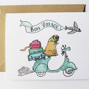 Biglietto per qualsiasi occasione, biglietto di buona fortuna - Bon Voyage Pug
