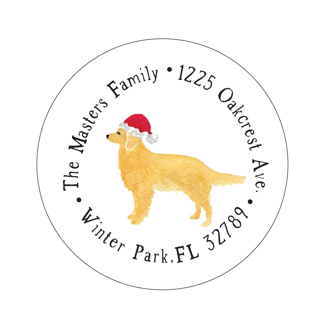 Golden Retriever Christmas Santa Address Labels - Etsy