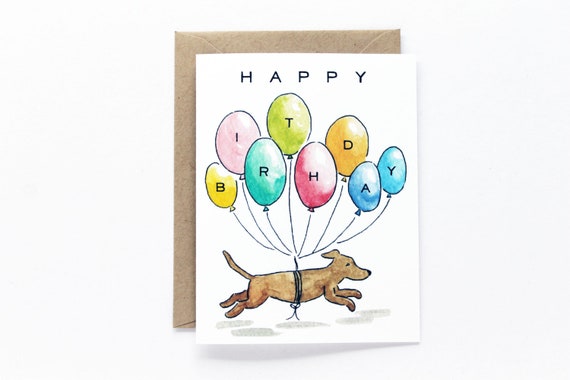 Balloons Dogs Birthday Card | Etsy