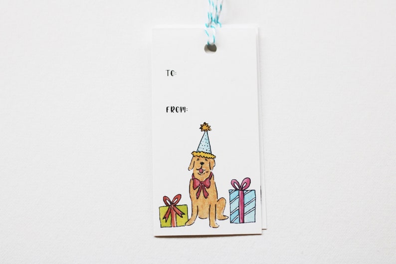 Golden Retriever Birthday Gift Tags image 1