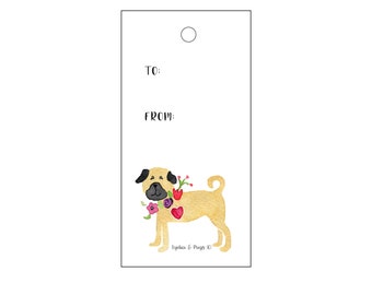 Pug Love Valentine Gift Tags