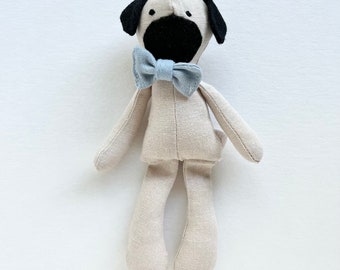 Handmade Plush Toy / Big Pug with bow tie