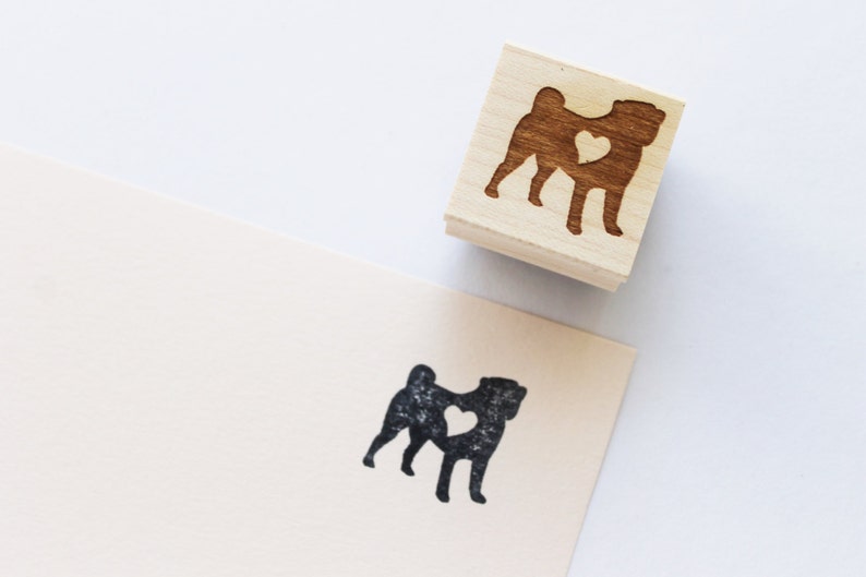 Pug Heart Stamp Rubber Stamp