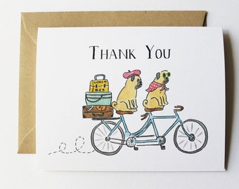 Dankeskarte - Tandem Fahrrad Möpse