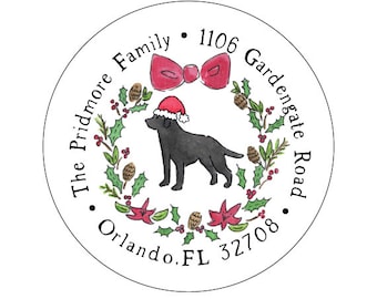 Black Labrador Christmas Santa Address Labels