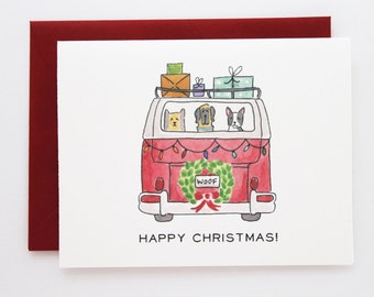 Christmas Volkswagen Van Carpool Card