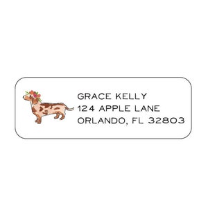 Dapple Dachshund Flower Crown Return Address Labels