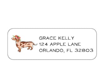 Dapple Dachshund Flower Crown Return Address Labels