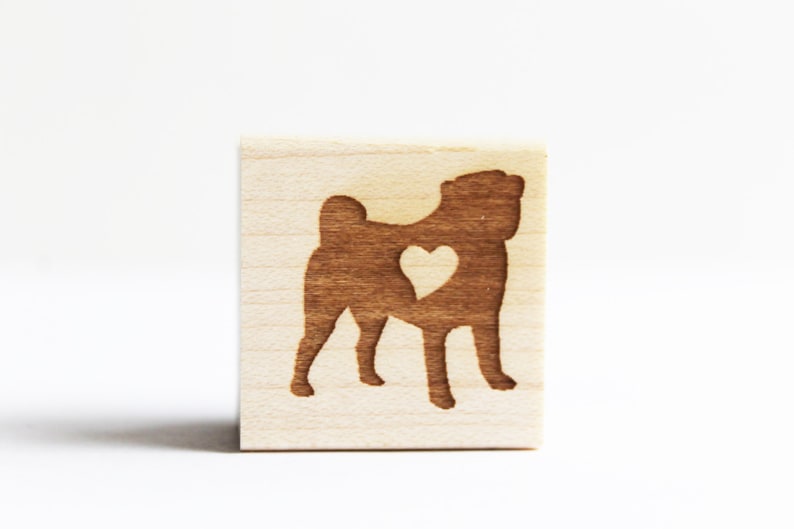 Pug Heart Stamp Rubber Stamp