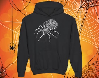 Spider Hoodie | Spider Print Hoodie | Front and Back Spider Print Hoodie Spider Print Pullover Sweater with Spider Gift for Friends