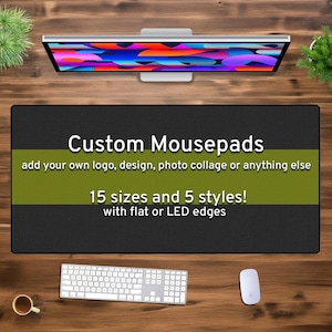 Custom Desk Mat Gaming Mousepad, Personalized photo print, xxl xl large LED RGB customizable deskmat, extra large mouse pad gift for gamers