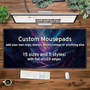 Custom Desk Mat Gaming Mousepad, Personalized photo print, xxl xl large LED RGB customizable deskmat, extra large mouse pad gift for gamers