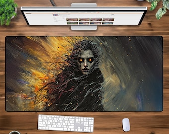 Dark Fantasy XXL Gaming Mousepad - Large Extended Desk Mat - Gothic Art Desk Decor - Non-Slip Rubber Base - Smooth Surface