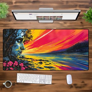 Sunset Serenity Desk Mat - Vibrant Nature Gaming Mouse Pad, XL XXL Oversized Desk Mat, Aesthetic Mousepad for Office or Home