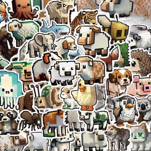 Sticker Bomb Pack - Cartoon Pixel 50 Unique Vinyl Stickers for Laptops, Water Bottles, Skateboards, and More - Waterproof & Durable Designs
