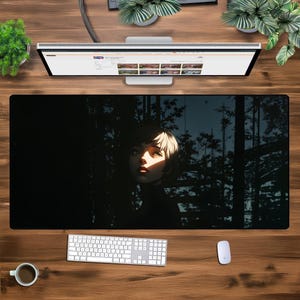 XXL Dark Aesthetic Anime Mouse Pad - Large Gaming Desk Mat - Cinematic Shadow Extended Mousepad - Mysterious Art Desk Pad - Gamer Mat
