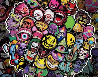 Sticker Bomb Pack - Horror Grimace 50 Unique Vinyl Stickers for Laptops, Water Bottles, Skateboards, and More - Waterproof & Durable Designs