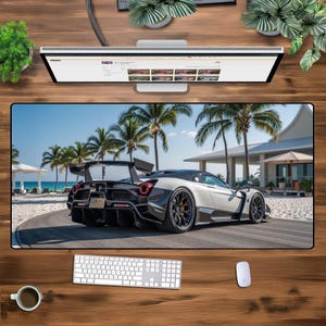 Luxury Supercar Zonda XXL Mouse Pad - Exotic Hypercar Desk Mat, Large Extended Gaming Mat, Beachside Racing Decor Automotive Office Setup XL