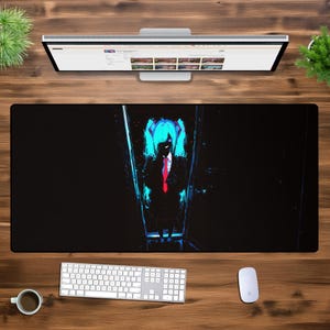 Cyberpunk Anime XXL Desk Mat – Neon Gaming Mouse Pad, Dark Aesthetic PC Pad, Futuristic Girl Art, Large Extended Office Desk Setup