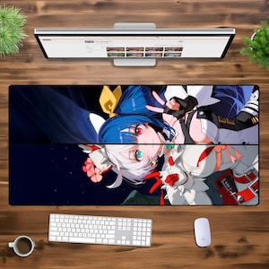 アニメワイフXXLデスクマット – かわいいサイバー戦士ガールマウスパッド、かわいいゲーム美学、大型拡張オフィスセットアップ