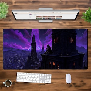 Shadowed Citadel Desk Mat - Gothic Fantasy Gaming Mouse Pad, XL XXL Oversized Desk Mat, Mystical Desk Decor for Gamers, Office Gifts, Anime