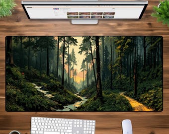 Forest Escape XXL Mousepad – Tranquil Nature Desk Mat – Large Scenic Gaming Mouse Pad – Serene Woodland Art – Oversized PC Gamer Setup