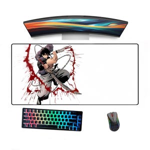 Custom Desk Mat, Custom Mouse Pad, Personalized Mouse Pad, Custom Gamer Desk Pad, Minimalist Handmade Muscle Warrior Swords Anime Desk Mat