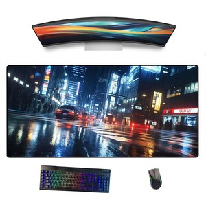 Custom Desk Mat, Custom Mouse Pad, Personalized Mouse Pad, Custom Gamer Desk Pad, Minimalist Handmade Downtown Dark Aesthetic Anime Desk Mat