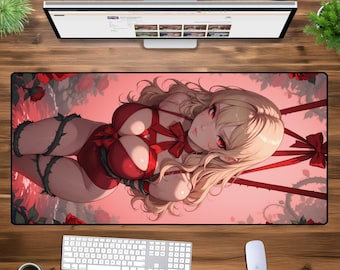 Seductive Anime Girl XXL Gaming Mouse Pad – Waifu Aesthetic Desk Mat for PC, Office & Gamers | Large Extended Otaku Keyboard Mat