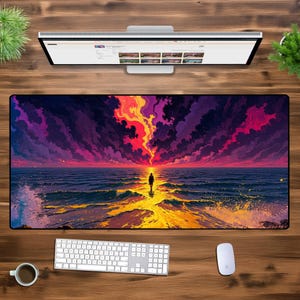 Surreal Sunset XXL Mouse Pad – Oversized Desk Mat, Vibrant Ocean Art, Dreamlike Aesthetic, Gaming & Office Setup, Soft Waterproof Surface