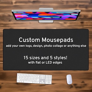 Custom Desk Mat Gaming Mousepad, Personalized photo print, xxl xl large LED RGB customizable deskmat, extra large mouse pad gift for gamers