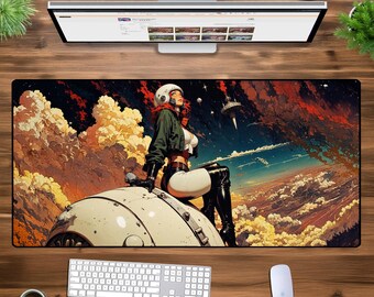 Retro Space Pilot XXL Mouse Pad – Oversized Desk Mat, Sci-Fi Pin-Up Art, Vintage Futuristic Aesthetic, Gaming & Office Setup, Waterproof