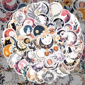 Sticker Bomb Pack - Cartoon Moon 50 Unique Vinyl Stickers for Laptops, Water Bottles, Skateboards, and More - Waterproof & Durable Designs