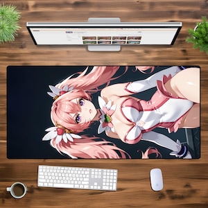 アニメガールデスクマットXXL – かわいいピンクのワイフゲーミングマウスパッド、美しいアニメアート、ゲーマーとアニメ愛好家のための特大オフィスマット
