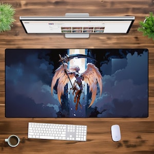 Angel Warrior XXL Gaming Mousepad – Fantasy Winged Battle Desk Mat | Extended PC Setup Pad | Mythical Guardian Decor for Gamers & Offices