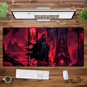 Dark Reaper XXL Gaming Mousepad – Gothic Death Scythe Desk Mat – Large Extended Mouse Pad – Horror Fantasy Art – Oversized PC Gamer Mat