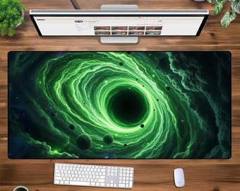 Galactic Black Hole XXL Mouse Pad - Sci-Fi Space Desk Mat, Large Extended Gaming Mat, Cosmic Vortex Office Decor, Futuristic Keyboard Pad