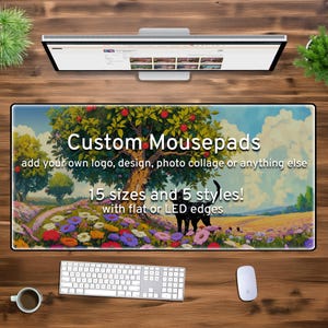 Custom Desk Mat Gaming Mousepad, Personalized photo print, xxl xl large LED RGB customizable deskmat, extra large mouse pad gift for gamers