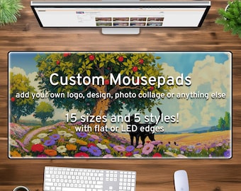 Custom Desk Mat Gaming Mousepad, Personalized photo print, xxl xl large LED RGB customizable deskmat, extra large mouse pad gift for gamers