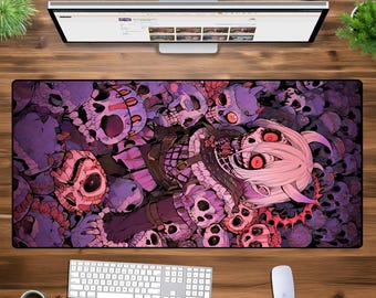 Dark Anime Skull XXL Gaming Mouse Pad – Gothic Horror Desk Mat for PC, Office & Gamers | Large Extended Demon Aesthetic Keyboard Mat