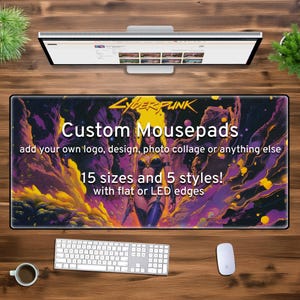 Custom Desk Mat Gaming Mousepad, Personalized photo print, xxl xl large LED RGB customizable deskmat, extra large mouse pad gift for gamers