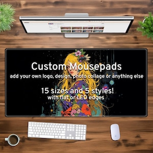 Custom Desk Mat Gaming Mousepad, Personalized photo print, xxl xl large LED RGB customizable deskmat, extra large mouse pad gift for gamers