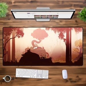 Custom Desk Mat, Custom Mouse Pad, Personalized Mouse Pad, Custom Gamer Desk Pad, Minimalist Handmade 8Bit Fantasy Forest Anime Desk Mat