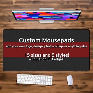 Custom Desk Mat Gaming Mousepad, Personalized photo print, xxl xl large LED RGB customizable deskmat, extra large mouse pad gift for gamers