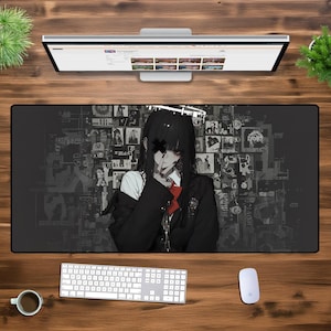 Cyberpunk Gothic Anime XXL Mouse Pad – Oversized Desk Mat, Dark Aesthetic, Glitchcore Waifu, Digital Chaos Art, Gaming & Office Setup