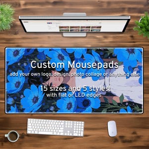 Custom Desk Mat Gaming Mousepad, Personalized photo print, xxl xl large LED RGB customizable deskmat, extra large mouse pad gift for gamers
